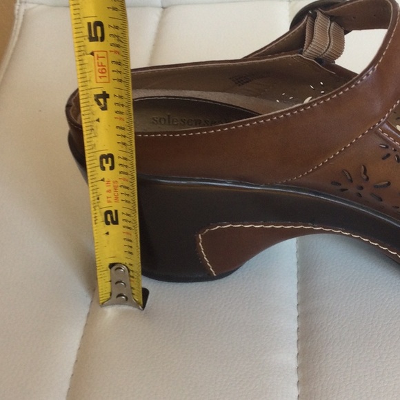 EUC Solesenseabilty 8M Brown Cognac Peep Toe Clog Shoe - Picture 15 of 16